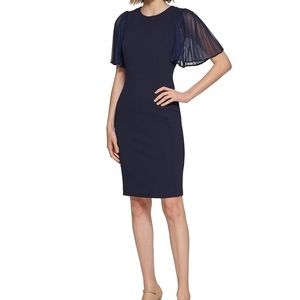 Calvin Klein pleated Illusion- Sleeve Sheath dress